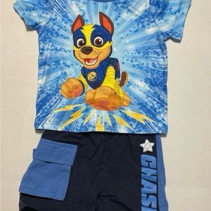 Paw Patrol Chase Blue Short Sleeve T-shirt and Dark Blue Shorts Boys Size 3 Y